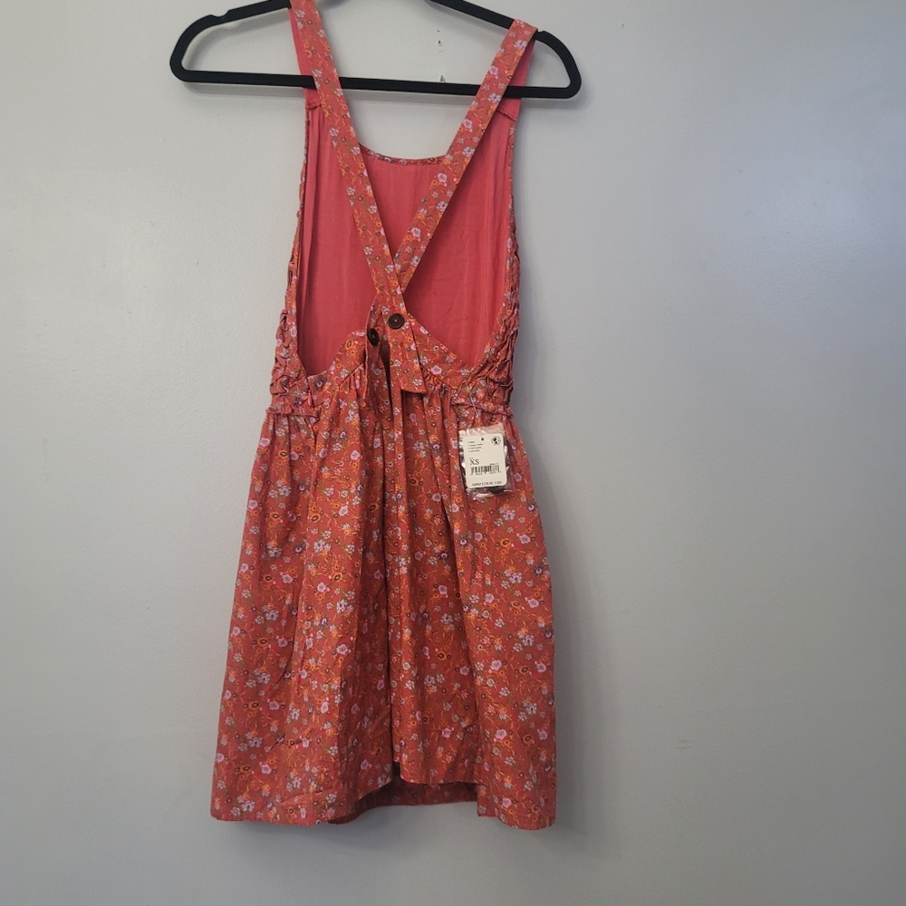 Free People Floral Print Petunia Poppy Combo Texture Piecing Front Scoop Crissc - Picture 10 of 16